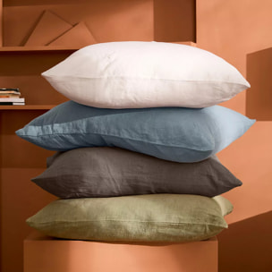 Taie d'oreiller pur lin lavé 165 g/m² uni marron Le lin lave ebene