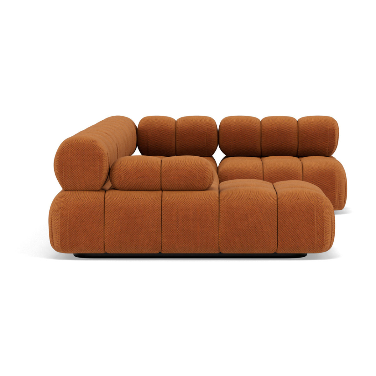Ruby - canapé panoramique modulable d'angle droit 7 places en velours texturé - Terracotta