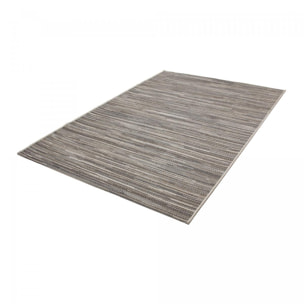 tapis salle à manger 200x290 tissé beige et marron rectangle motif faux uni