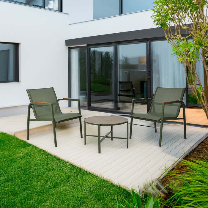 Well Home Conjunto de Muebles de Jardín de 3 piezas color Verde de diseño en acero galvanizado