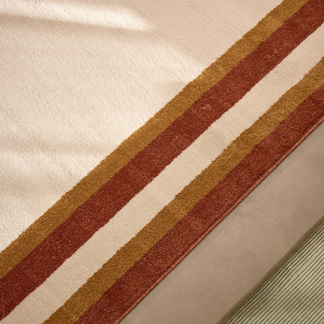 SANTAL - Tapis de salon ocre à motif cadre rétro