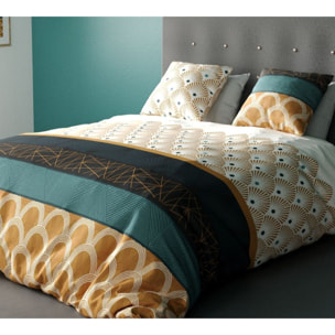 Parure housse de couette coton dore