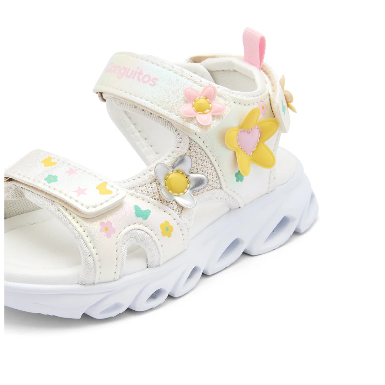 Sandalias de Luces Multi  de Niña Diseño Floral con Cierre Adherente