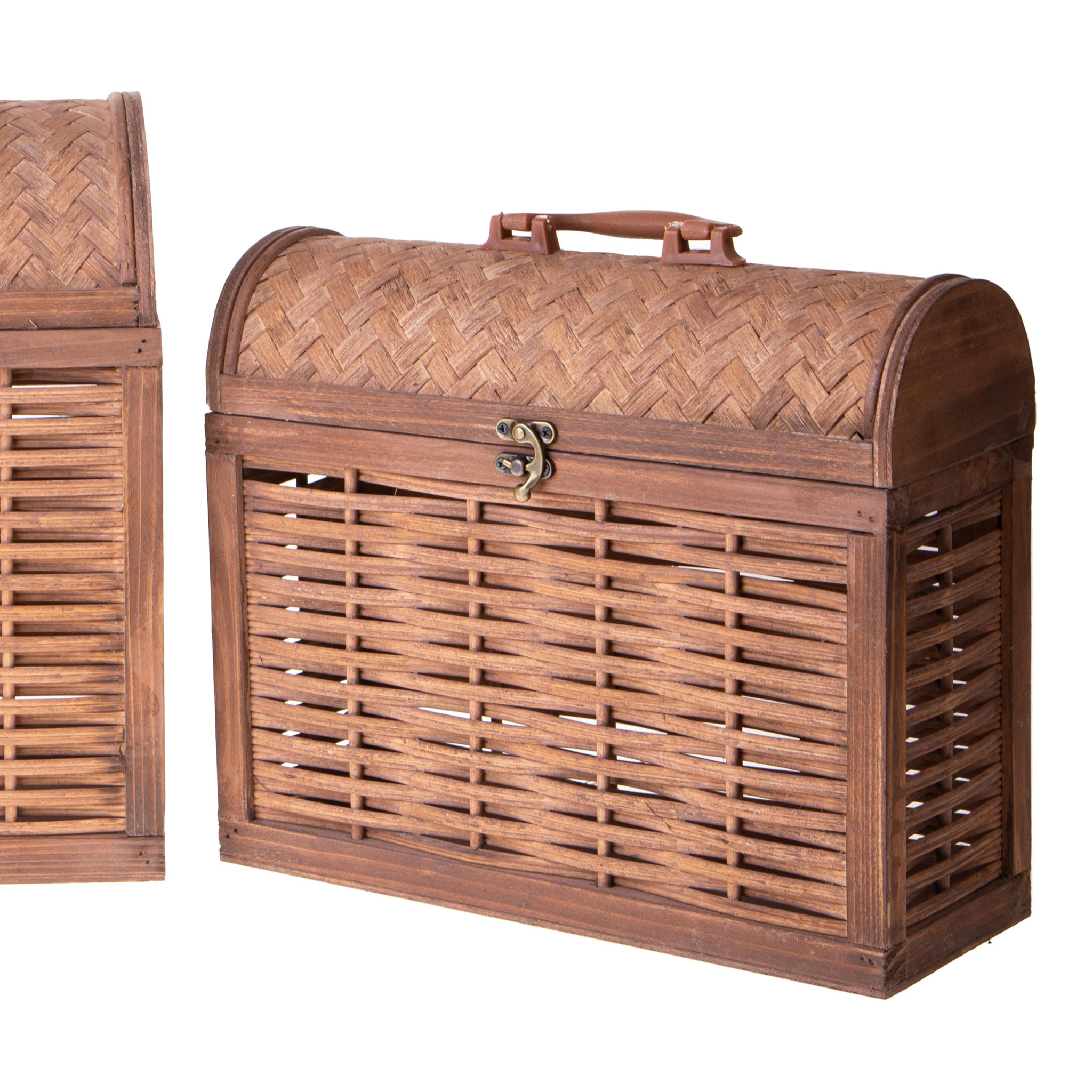 Set di 2 Bauletti Rattan 39X18X33 Cm - Pezzi 1 - 39X33X18cm - Colore: Bianco - Bianchi Dino - Decori Casa E Complementi