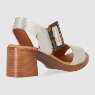 Sandalias de Piel - Oro - Tacón: 6 cm