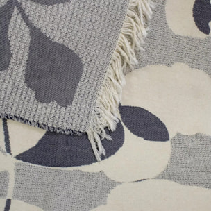 Jete de canape pur coton motif jacquard gris Ombres vegetales gris