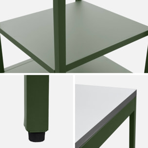 Cuisine d'extérieure en acier vert avec 2 étagères L49cm