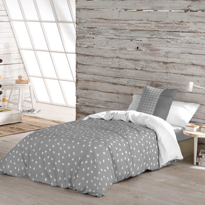 Funda Nórdica Estampada - Cierre Solapa - 100% Algodón - Incluye 1/2 Fundas de Almohada - Love Dots