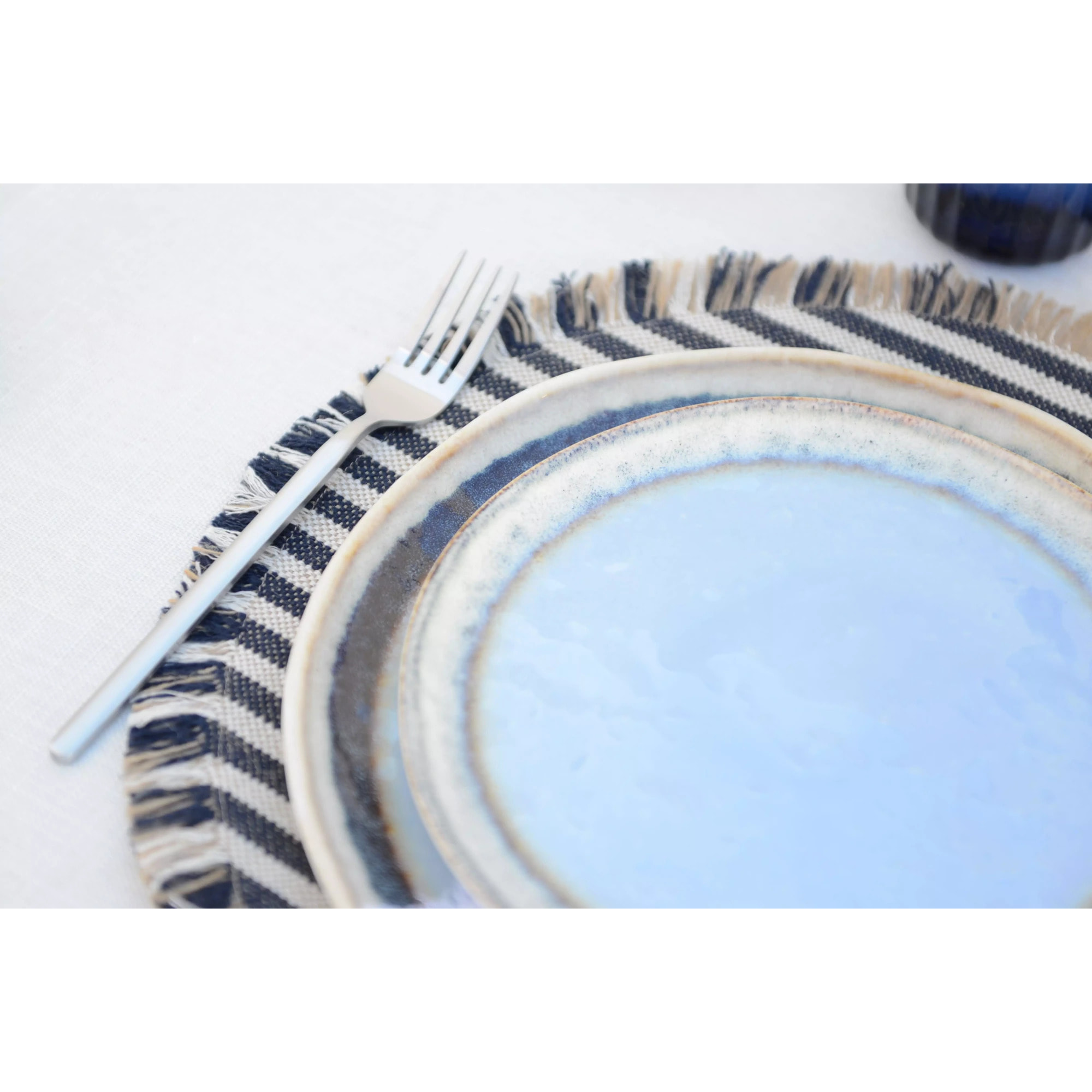Lot de 6 ASSIETTE PLATE BLEUE EN PORCELAINE 27X27X1.6CM