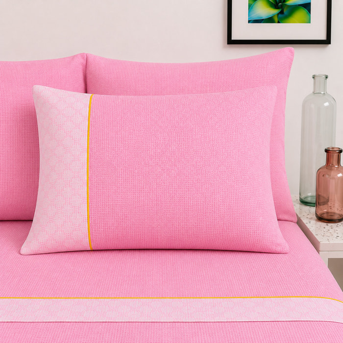 BASSETTI Completo letto 100% Cotone Fantasie Geometriche_Matrimoniale_ Ruby Rosa