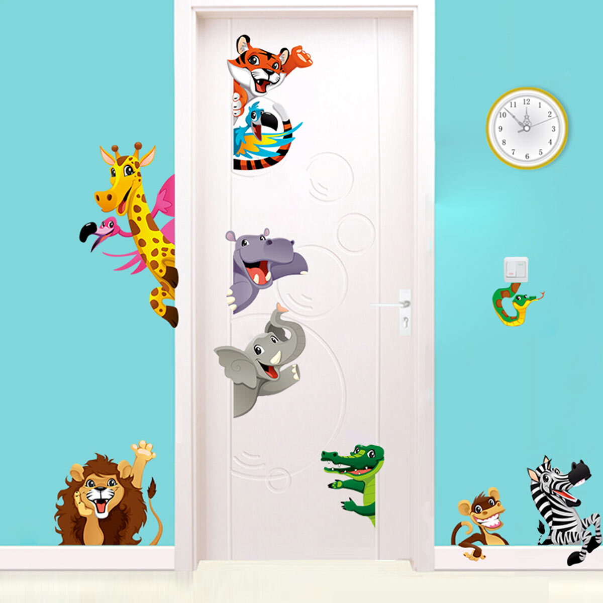 Stickers Muraux décoration adhésifs animaux de la savane pour enfants