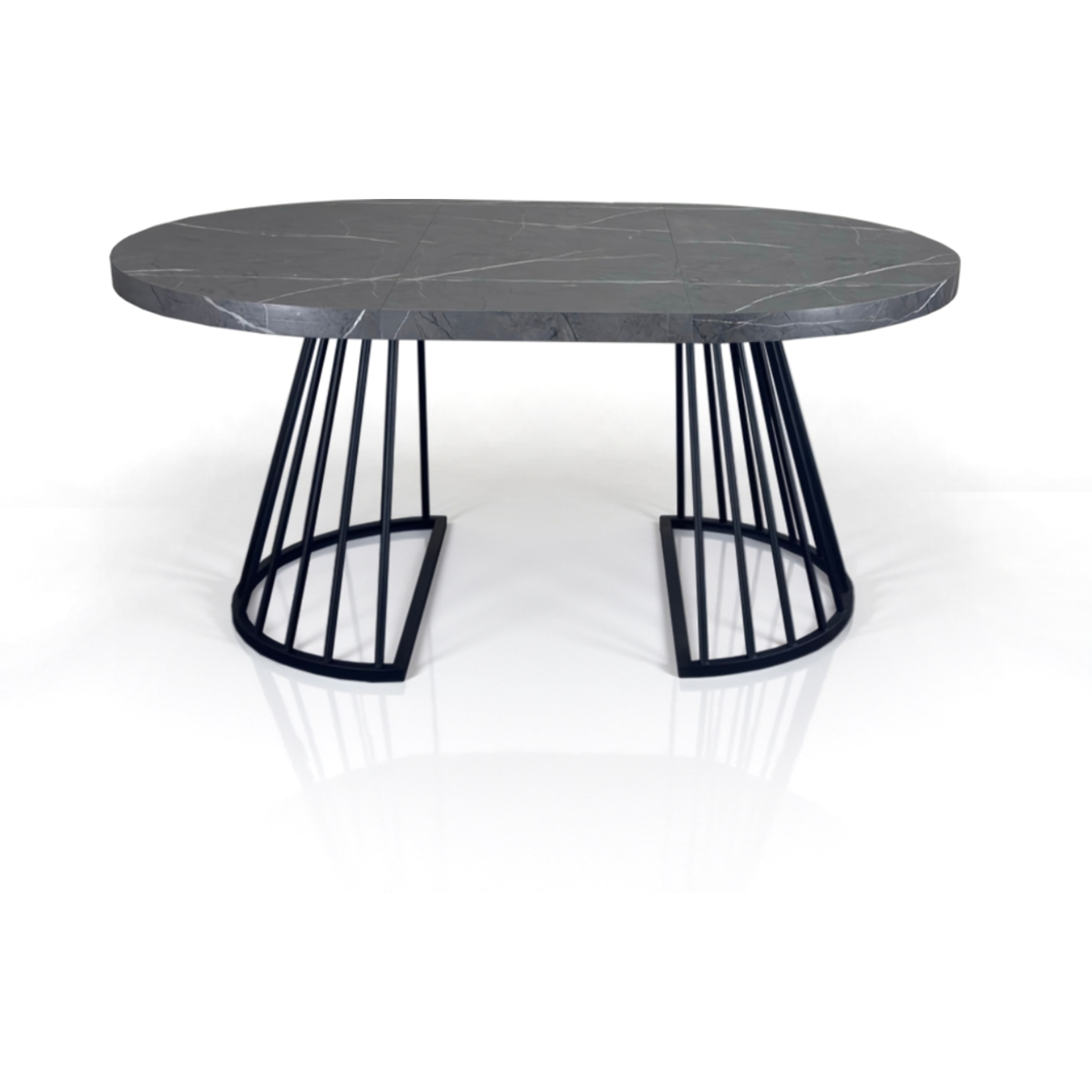 Table à manger ronde extensible Tomasucci FEAR, en MDF effet marbre gris, 110 × 110 × 76,5 cm