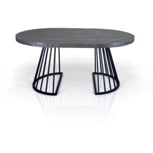 Table à manger ronde extensible Tomasucci FEAR, en MDF effet marbre gris, 110 × 110 × 76,5 cm
