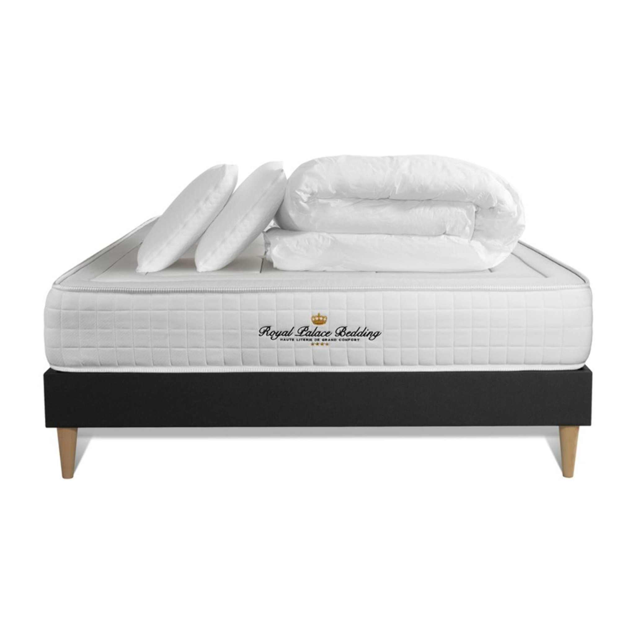 Ensemble 2p - Matelas Mémoire de forme - 24cm - Confort : Ferme - ferme - Balmoral - Matelas Hôtelier - Noir