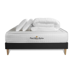 Ensemble 2p - Matelas Mémoire de forme - 24cm - Confort : Ferme - ferme - Balmoral - Matelas Hôtelier - Noir