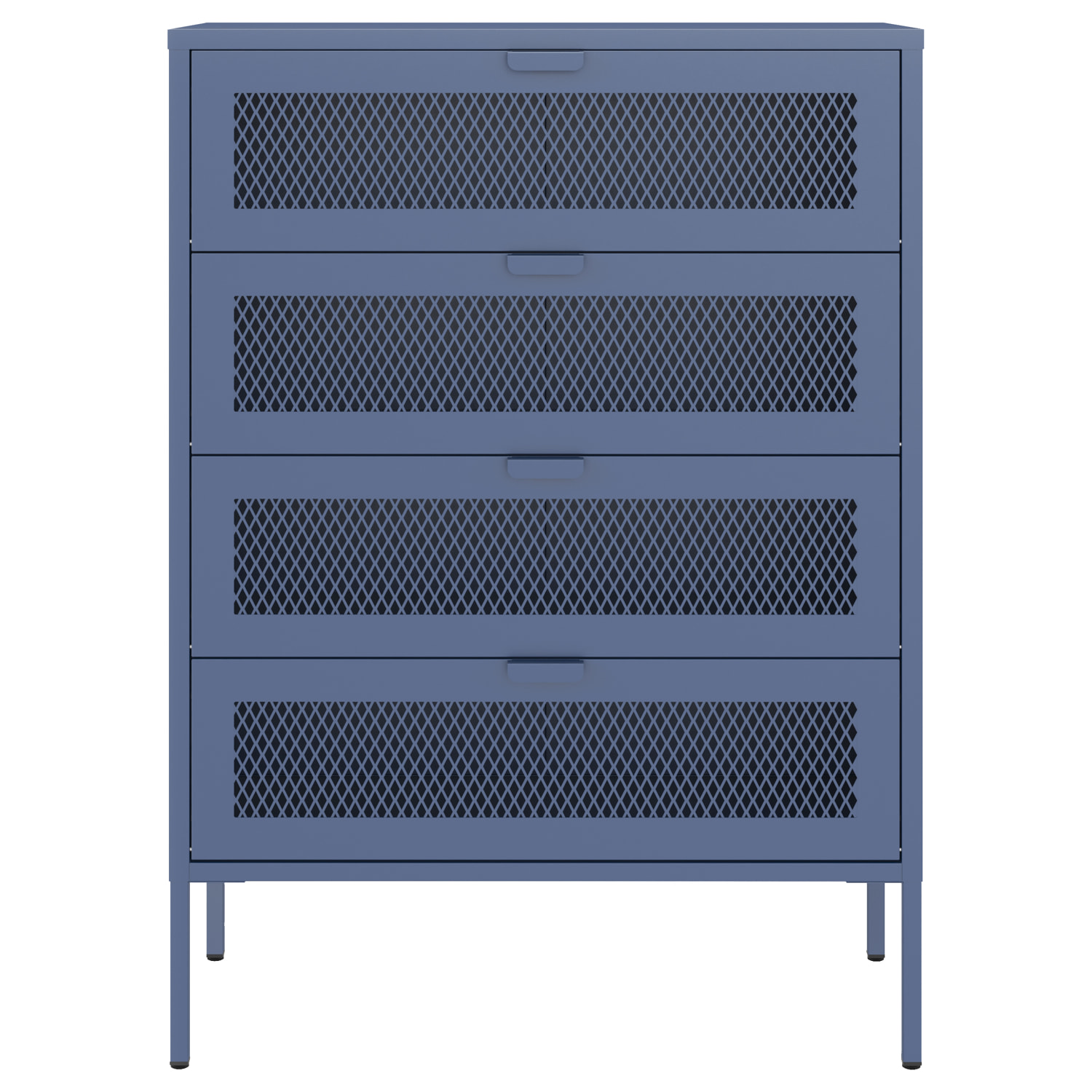 Meuble à chaussures 4 portes en métal bleu gris EMMA