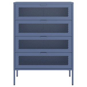 Meuble à chaussures 4 portes en métal bleu gris EMMA