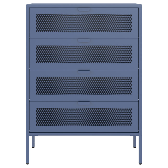 Meuble à chaussures 4 portes en métal bleu gris EMMA