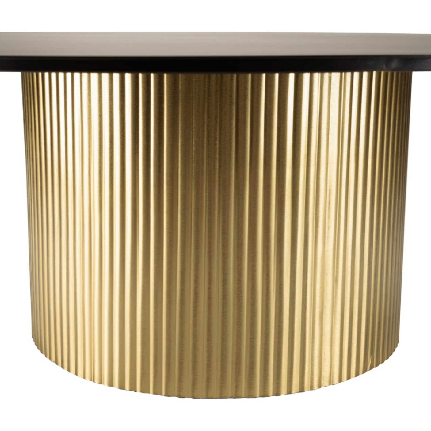 JAMES - Table basse ronde 110x110cm plateau en fer noir pied strié doré
