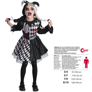 Horror Jester Girl Costume Halloween Giullare Orrore Bambina