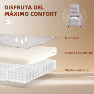 Sillón de Masaje, Sillón Relax Reclinable 160° con Mando a Distancia, Reposapiés, 2 Zonas de Masaje, Respaldo Alto, Asiento de Muelles, Bolsillos, Tapizado en Chenilla, 66x91x108 cm Gris Claro