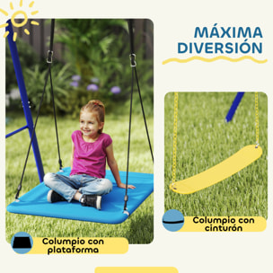 Columpios para Niños de +3 Años Columpios Jardín Exterior con 2 Columpios Simples y 1 Columpio Plataforma Carga 120 kg para Terraza Patio 365x180x184 cm Multicolor