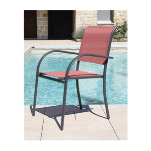 HONFLEUR BEZIERS CHENE - Ensemble table et chaises de jardin  - Anthracite et Terracotta