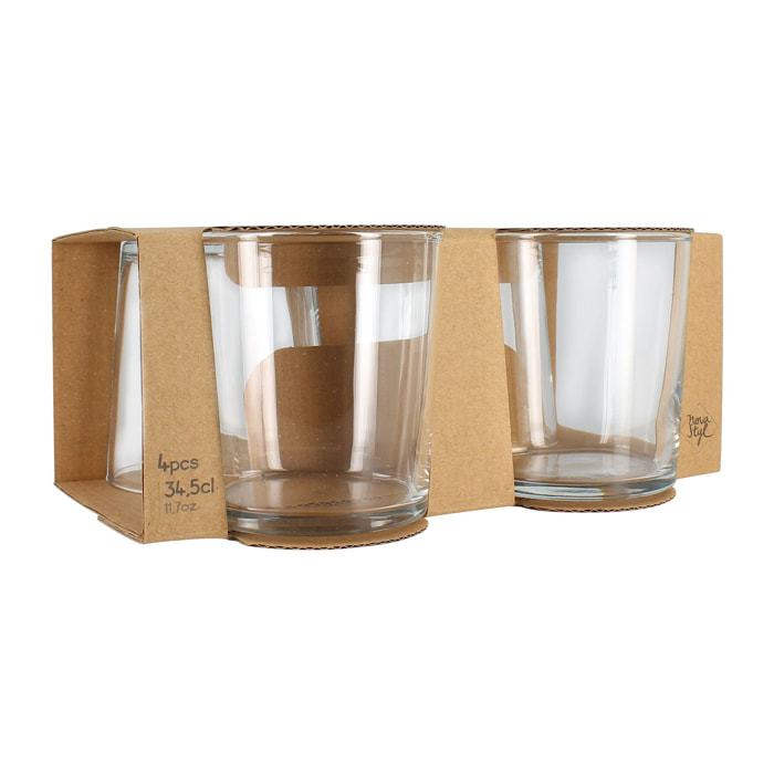 Lot de 4 gobelets bonita 34.5cl en verre transparent forme haute