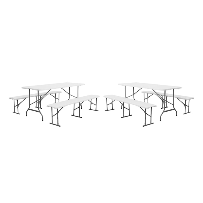 Table de réception pliante acier 2 bancs (lot de 2) FIESTA SET