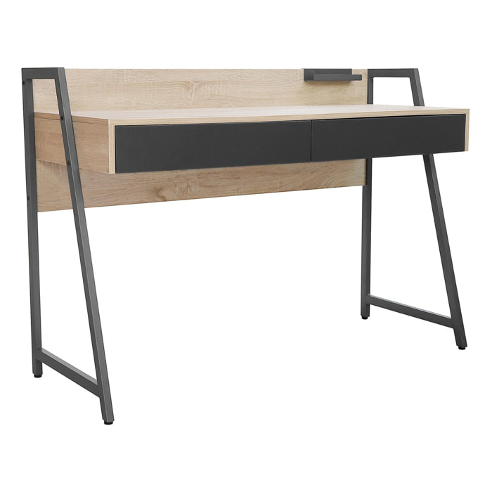 Alix - scrivania in legno e metallo con cassetti - 124x50x88 cm