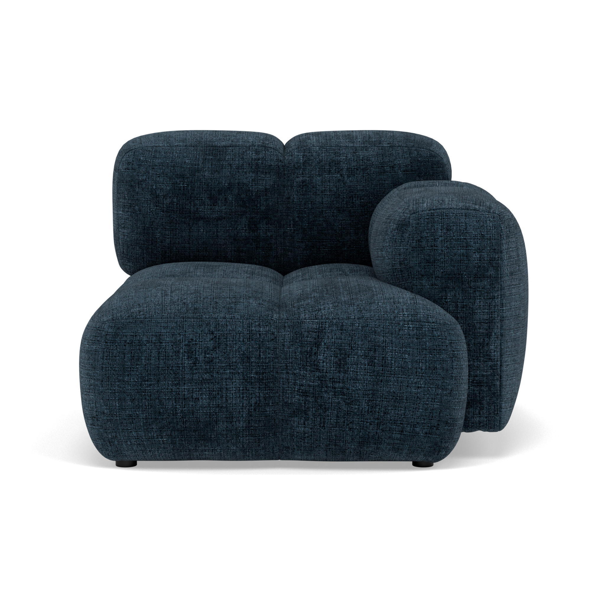 Grace - module d'assise droit en velours texturé - Bleu
