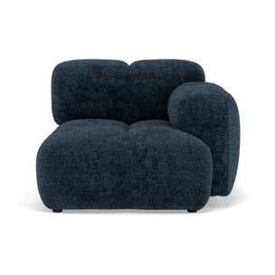Grace - module d'assise droit en velours texturé - Bleu