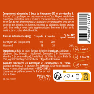 Nutri&Co Coenzyme CoQ10 Ubiquinone 100mg - Anti-Âge & AntiOxydant - 120 gélules