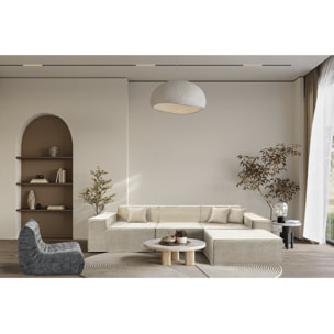 Canapé droit modulable avec ottoman en tissu texturé "Lusso" - 4 places - Beige