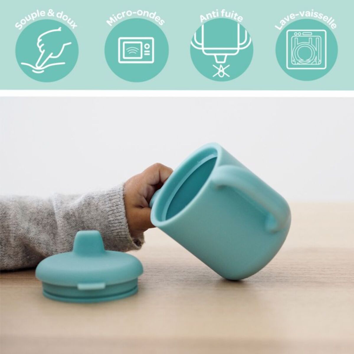 Tasse BEABA d apprentissage silicone blue