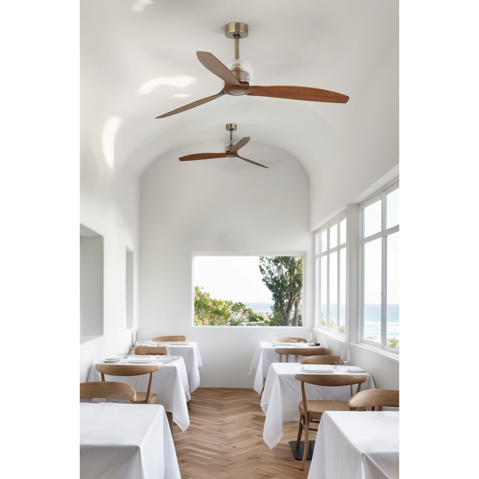 DECO FAN M Ventilatore a soffitto oro/noce