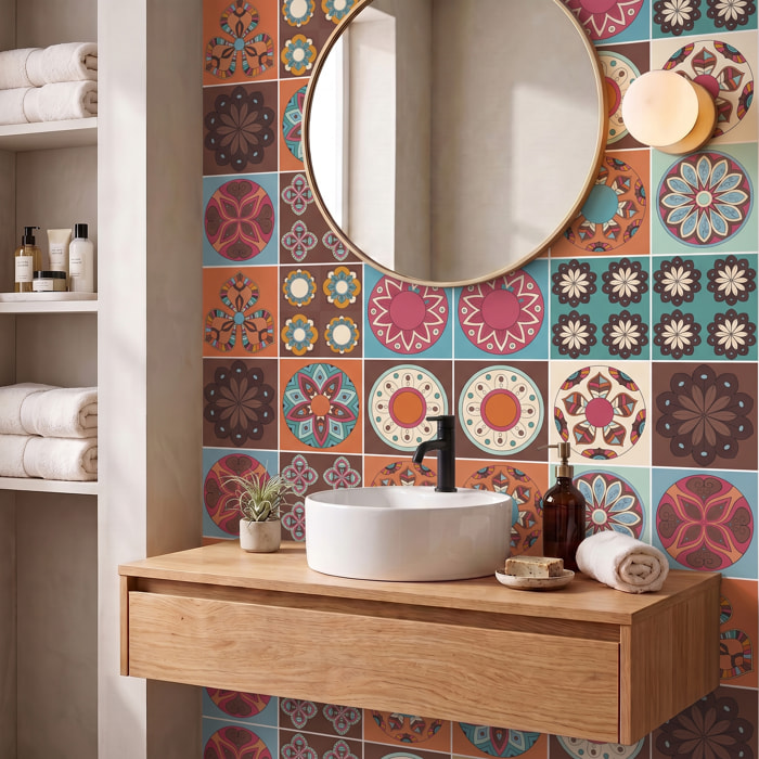 Stickers muraux - Sticker Mural Carrelage adhésif Cuisine Salle de Bain - 12 STICKERS CARRELAGES AZULEJOS OVIEDO