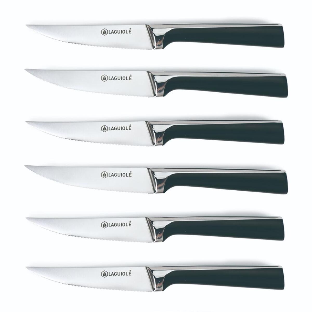 Set de 6 couteaux à steak en acier noir  - "Scintibois"