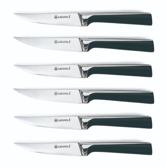 Set de 6 couteaux à steak en acier noir  - "Scintibois"