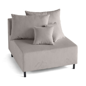 Edinburg - module d'assise sans accoudoirs - en velours côtelé - Gris clair