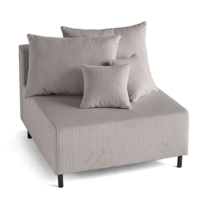 Edinburg - module d'assise sans accoudoirs - en velours côtelé - Gris clair