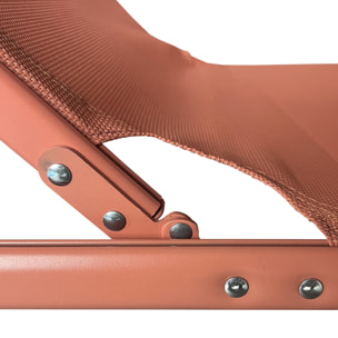 Lot de 2 bains de soleil pliants SICILIA en textilène terracotta - structure terracotta