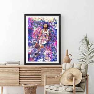 Affiche tony parker 09 Affiche + cadre en bois - Noir