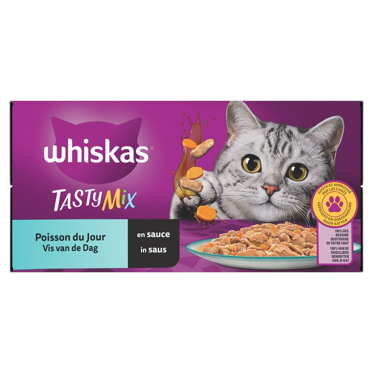 WHISKAS Tasty Mix 48 Sachets fraîcheur en sauce 4 variétés pour chat 85g (4x12)