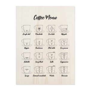 Tableau en bois Coffee Menu Hauteur: 40 Longueur: 30 Largeur: 1