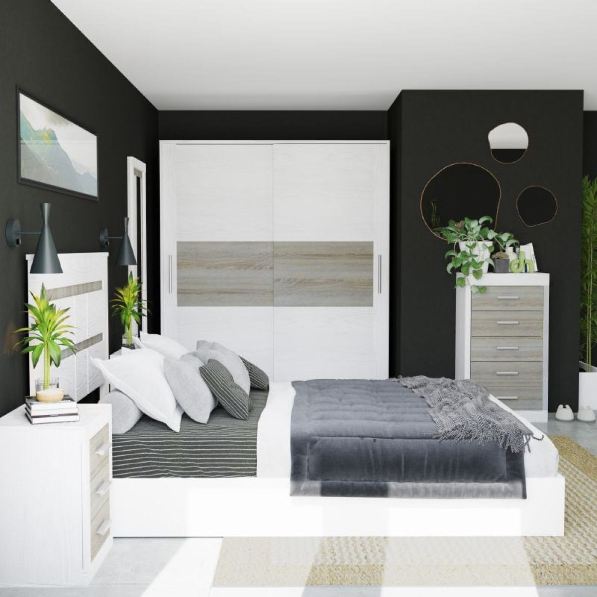 Dormitorio Kira 5C Plus Andersen Pino - Gris