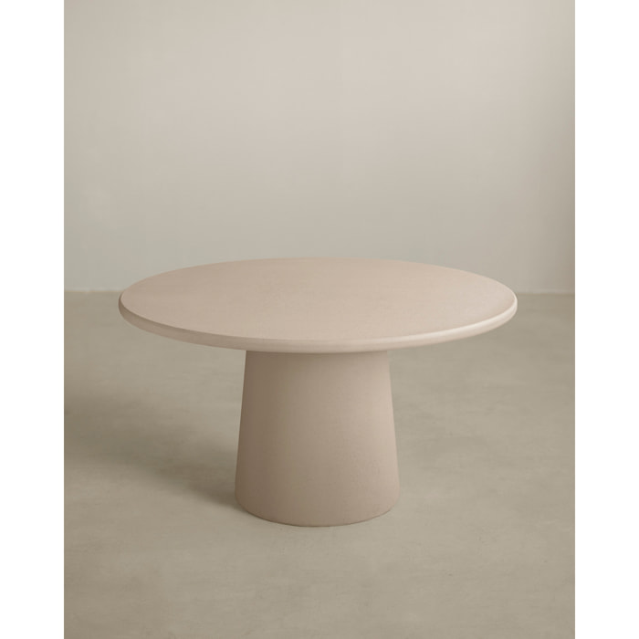 Table de salle à manger ronde en microciment ton beige en différentes tailles