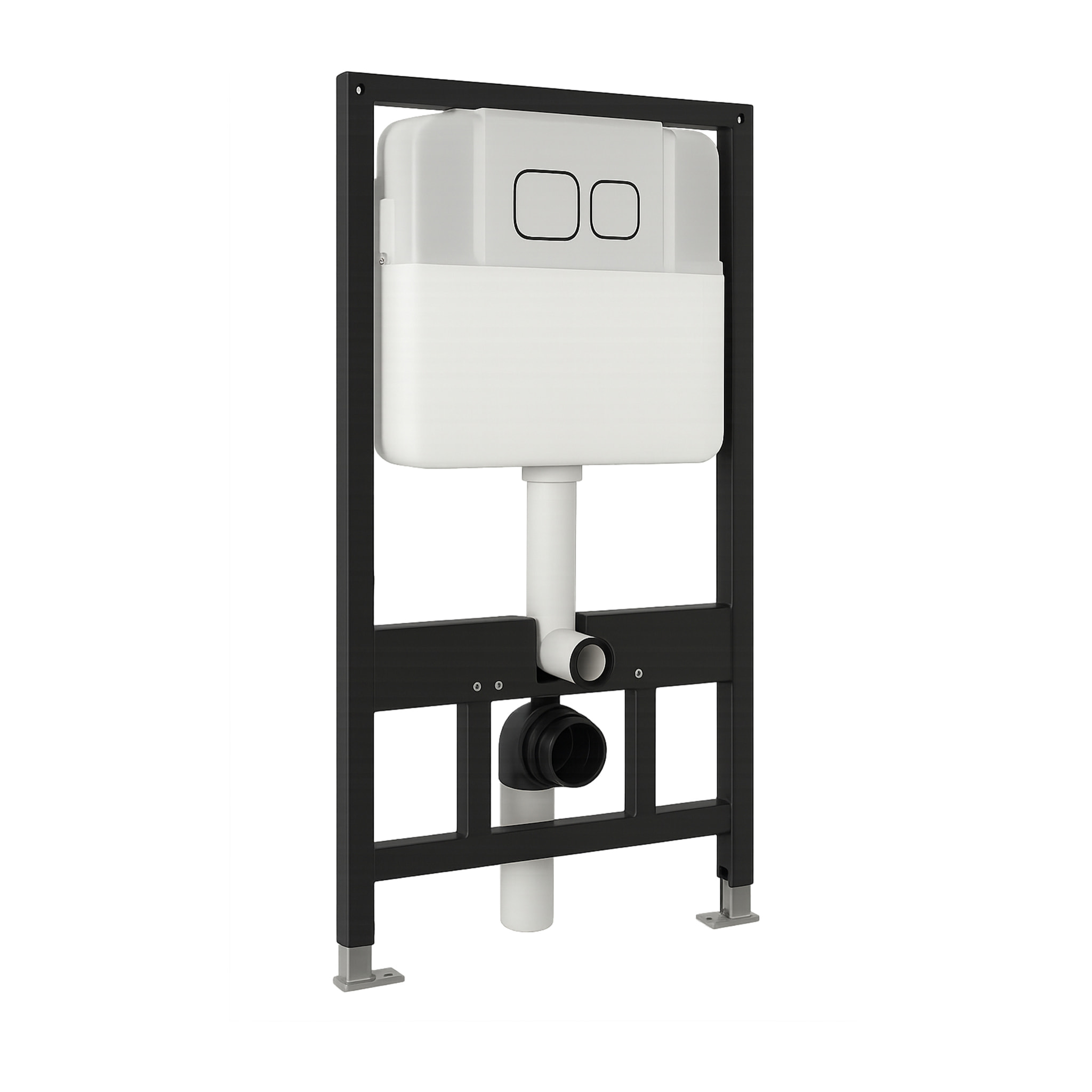 Pack Wc Suspendido + Bastidor | Inodoro Blanco Brillo | Pulsador Negro | Cisterna Empotrada | Tapa Amortiguada + Sistema Rimless | Alday