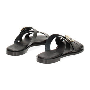 Cyblettes noires en cuir avec boucle