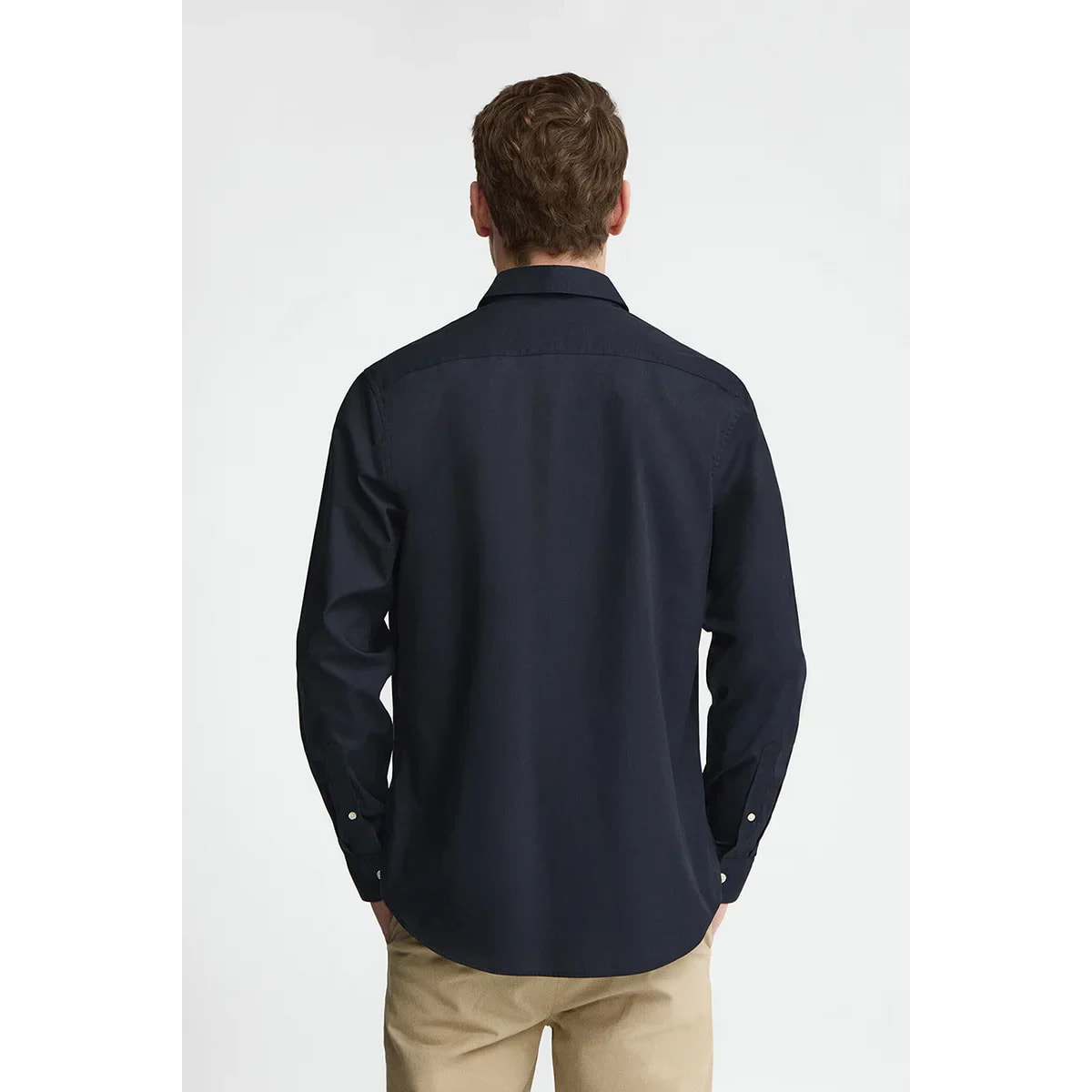 Camisa azul marino de corte slim con logo Rigby Go